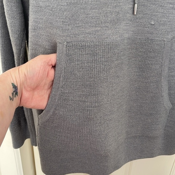 Michael Kors KORS Men’s Double Layer Merino Hoodie Sweater Gray Size XL - Picture 5 of 6